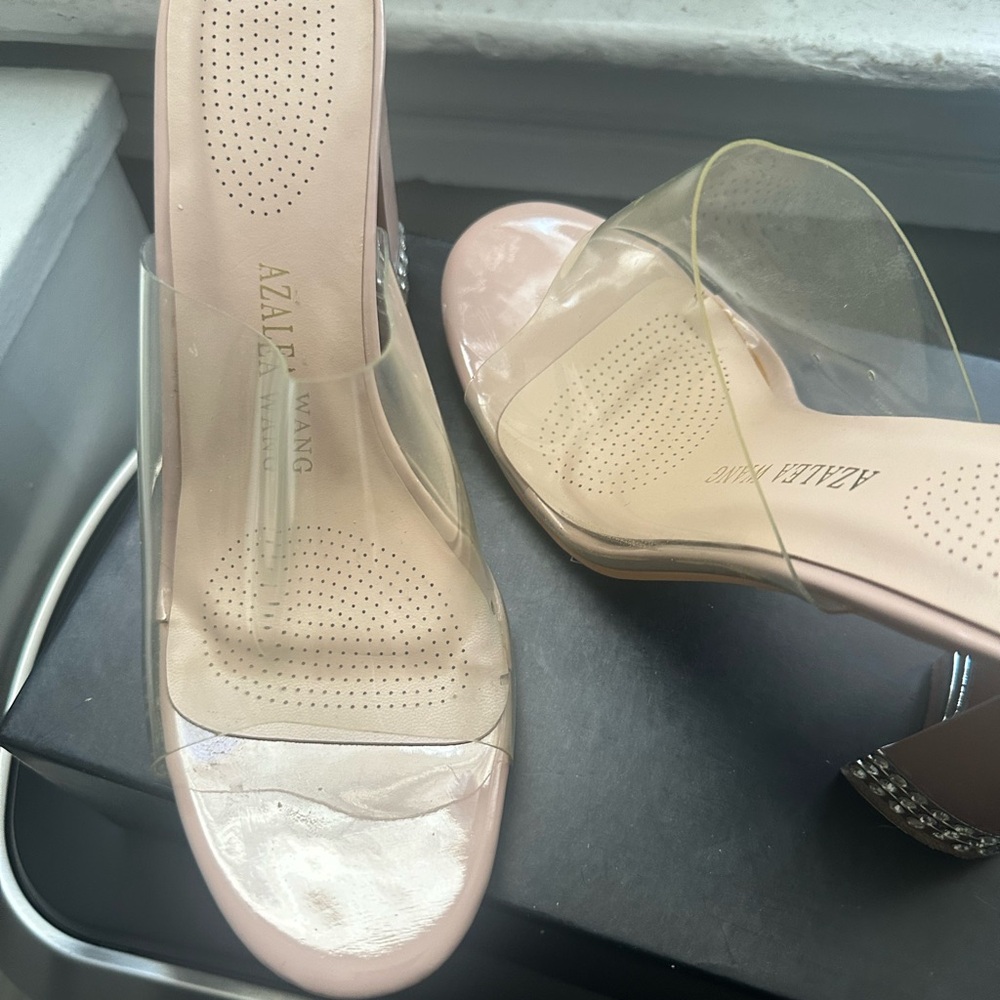Pinkish Tan and Clear Women's Heels